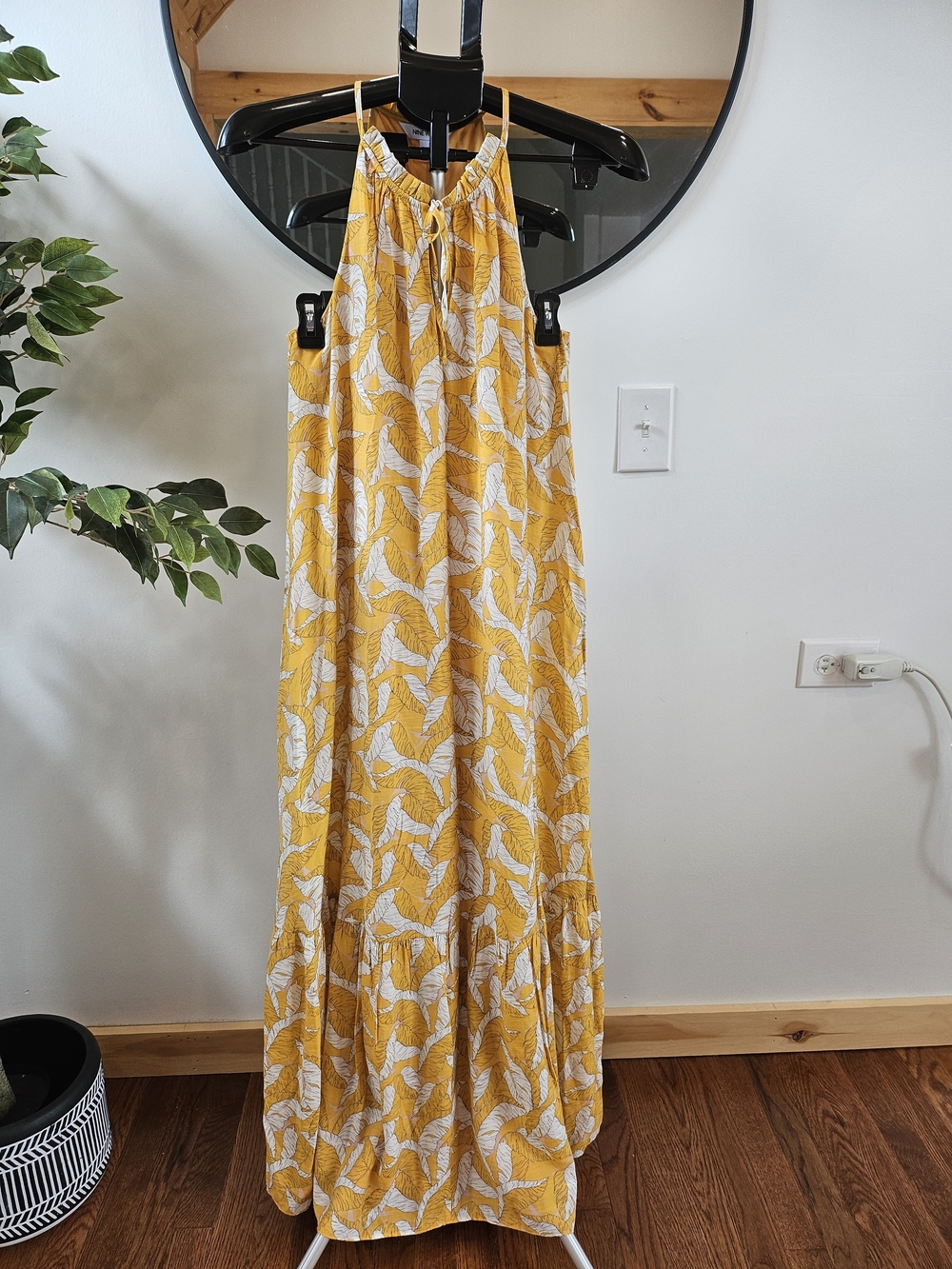 Nine West Yellow and White Printed Maxi Dressy Skirt